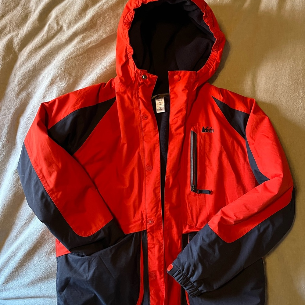 REI Kids Red and Black Raincoat